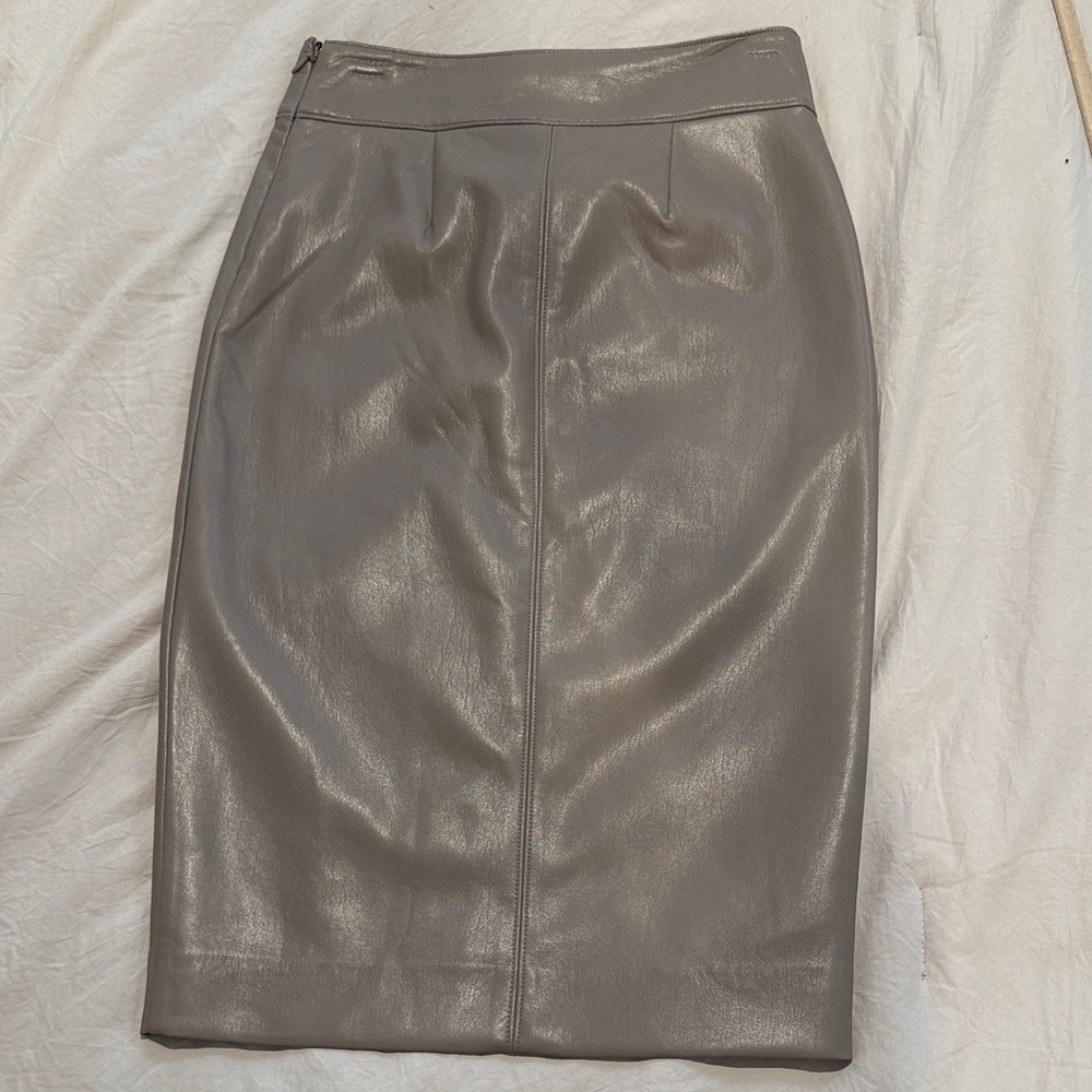 Babaton Gray Faux Leather Pencil Skirt
